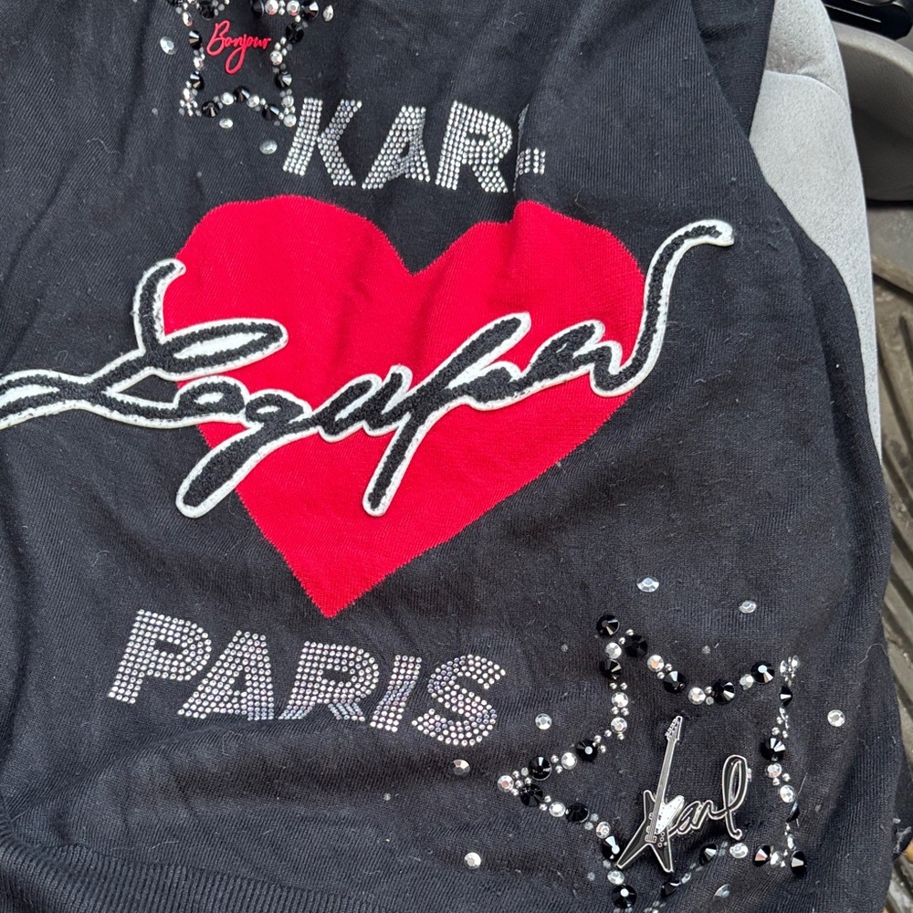 Karl Lagerfeld Kids Black Sweatshirt with Red Heart and Star Accents - Picture 4 of 5